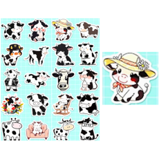 Cute Black & White Cow Stickers 10's - sold assorted
